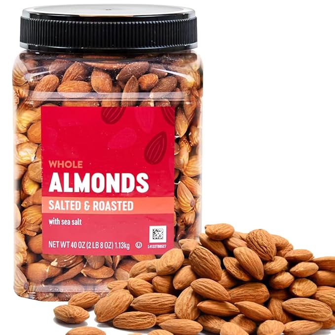 Almonds Nuts | Nutrients Rich Healthy Fats Protein Fiber Vitamins Minerals Heart Healthy Energy Boost | For Everyday Snack Travel Office Gift Kid Adult (Resealable Jar (40 oz) Whole Oil Roasted &amp