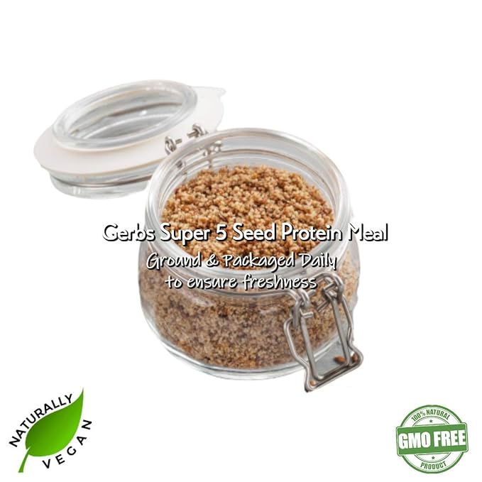 Gerbs Super 5 Seed Meal 1 lb. | Finely Ground No Artificial Additives Resealable Bag | Hearty &amp Nutty Texture for Baking &amp Smoothies | Top 14 Allergen-Free