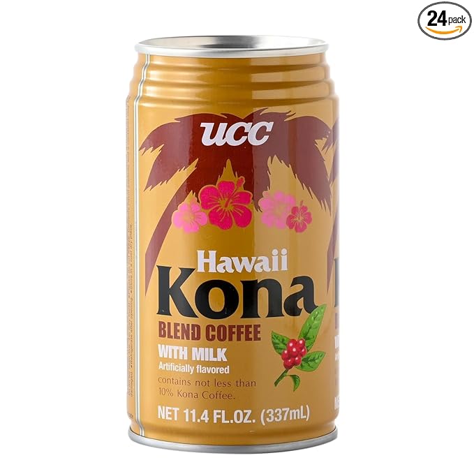 UCC Hawaii Kona Coffee Blend With Milk Ready To Drink Coffee Imported from Japan 11.3 oz (Pack of 24)