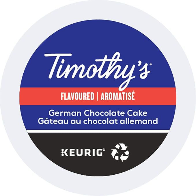 Timothy's German Chocolate Cake Coffee Single-Serve Keurig K-Cup Pods Flavored Medium Roast Coffee 96 Count