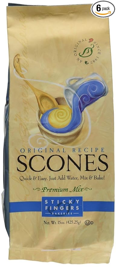 Pack of 6 15 oz Sticky Fingers Bakeries Bulk Scone Mix: Just Add Water Scone Mixes (Original)