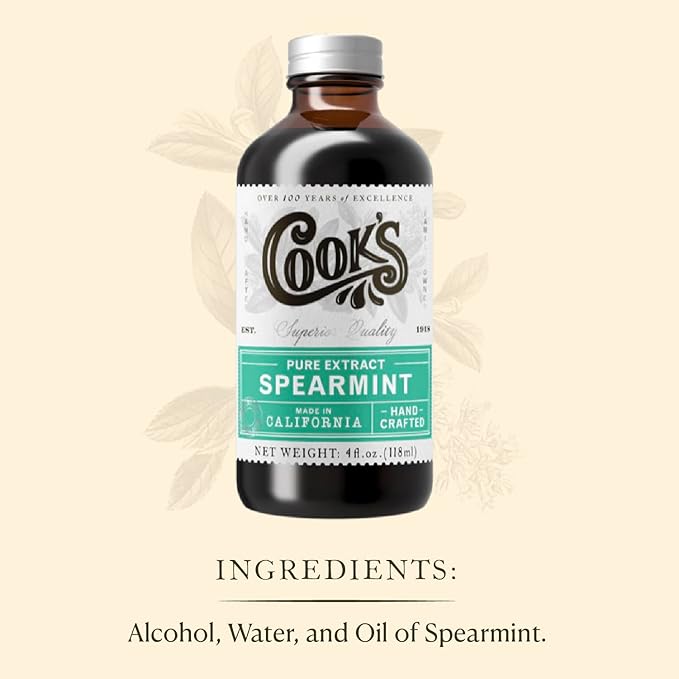 Cook's Spearmint Extract for Baking Candies Chocolates Tea Beverages 8 oz