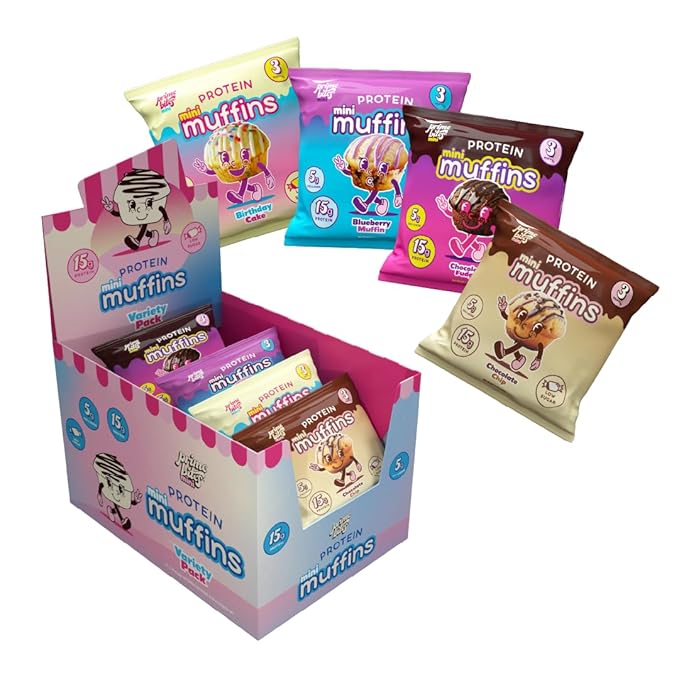 Prime Bites Minis - High Protein Muffin (12 Per Box Variety Pack) - 15g of Protein 5g of Collagen Gluten Free Low Sugar Treat Delicious Protein Snack