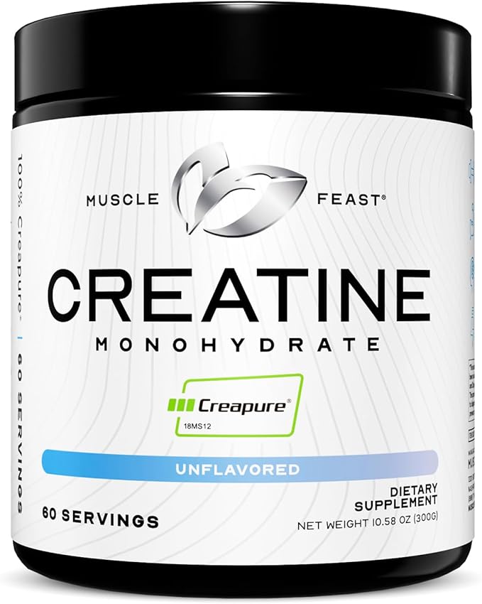 Muscle Feast Isolate + Creatine Bundle: 1 Whey Protein Isolate (Unflavored 2lb) + 1 Creatine Powder (Unflavored 300g) | Premium Supplements Vegetarian Gluten Free