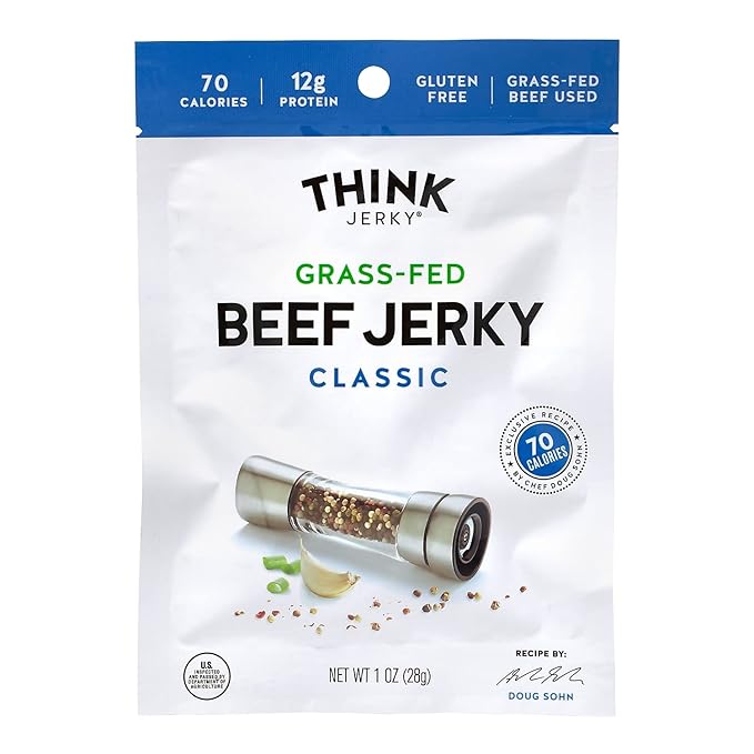 Think Jerky Bundle - Classic Beef (1.0 oz 12 Pack) &amp Sesame Teriyaki (1.0 oz 12 Pack) Jerky Bags