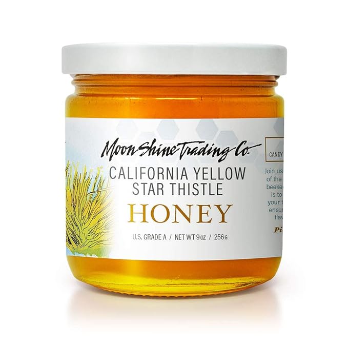 Moon Shine Trading Co. California Yellow Star Thistle Raw Honey | Award Winning Sweet Honey | 100% Pure Unpasteurized Natural &amp Unfiltered | Local Artisan Made