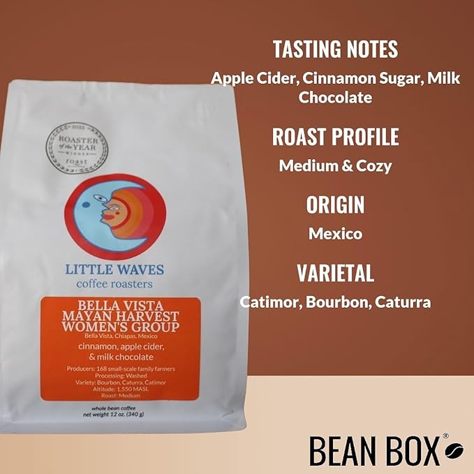 Mexico Bella Vista Mayan Harvest - Roasted by Little Waves Coffee - Whole Bean Coffee - 12 Ounce Bag