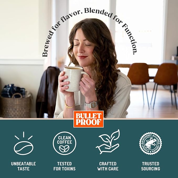Bulletproof The High Achiever Single-Serve Pods 24 Count Medium-Dark Roast Enhanced Coffee with Lion's Mane Mushroom B Vitamins and Adaptogens for Energy and Focus (Pack of 2)