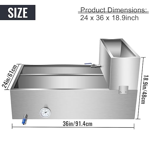 Maple Syrup Evaporator Pan Stainless Steel Maple Syrup Boiling Pan with Valve Thermometer Feed Tank Sap Evaporator for Boiling Maple Syrup 36 x 24 x 9.5 Inch