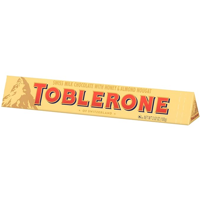 Toblerone Swiss Milk Chocolate Candy Bars with Honey and Almond Nougat 20-3.52 oz Bars