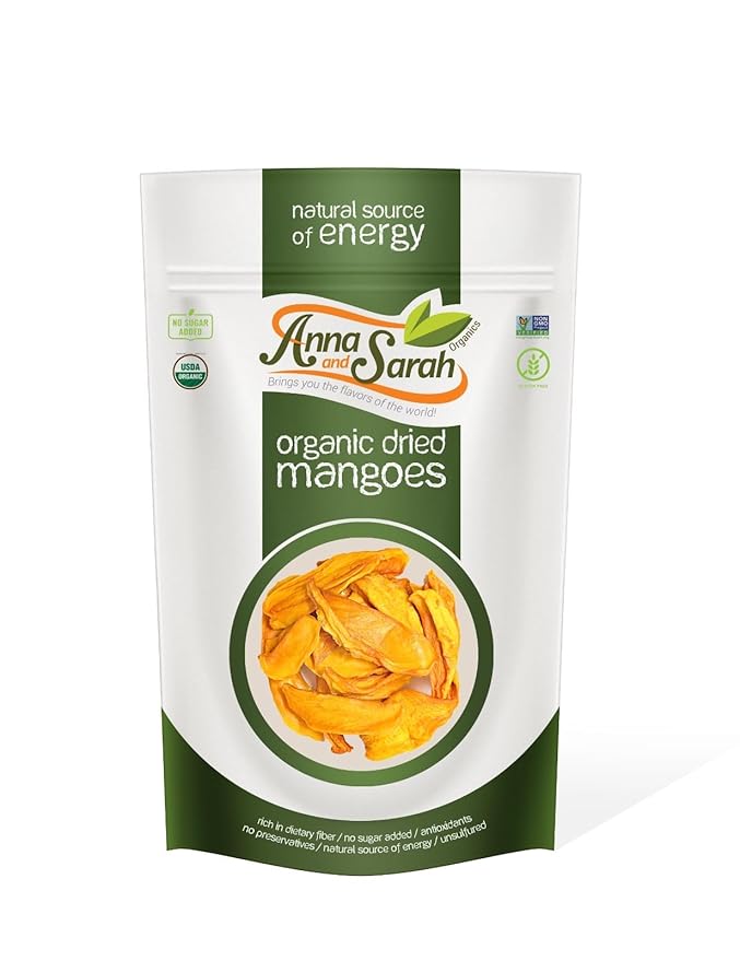 Anna and Sarah Dried Organic Mango No Sugar Added No Preservatives Al-Natural Premium Quality in Resealable bag 3 Lbs