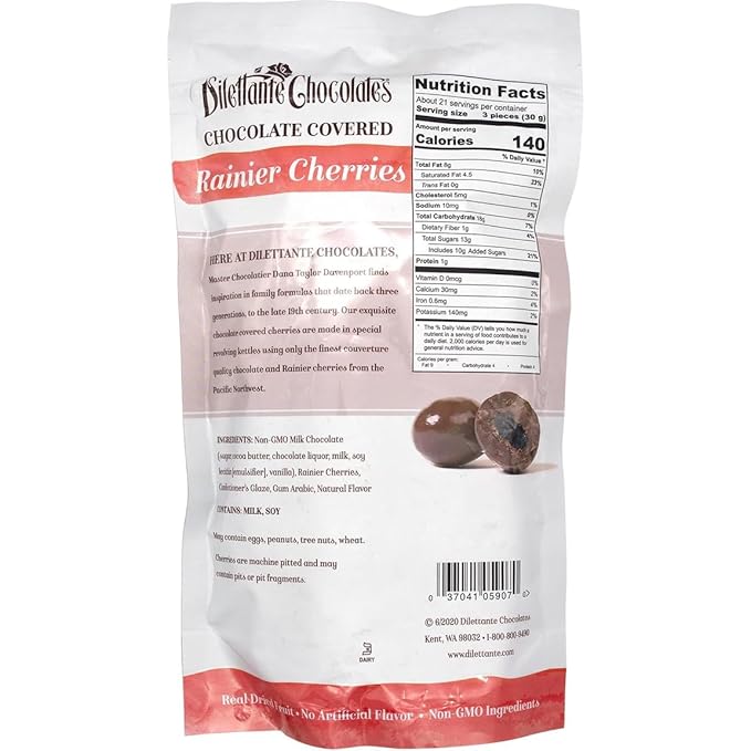 Dilettante Milk Chocolate Covered Rainier Cherries - 22oz Resealable Bag