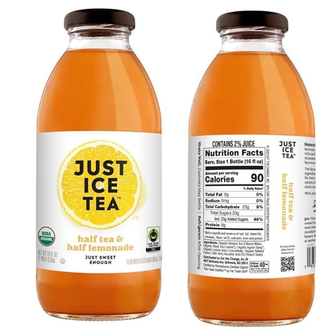 Just Ice Tea Variety Pack 10 – Assorted Iced Teas Made with Real Brewed Tea – Half Tea &amp Half Lemonade Peach Honey Green Mango White &amp Hibiscus – Refreshing Ready-to-Drink Beverages
