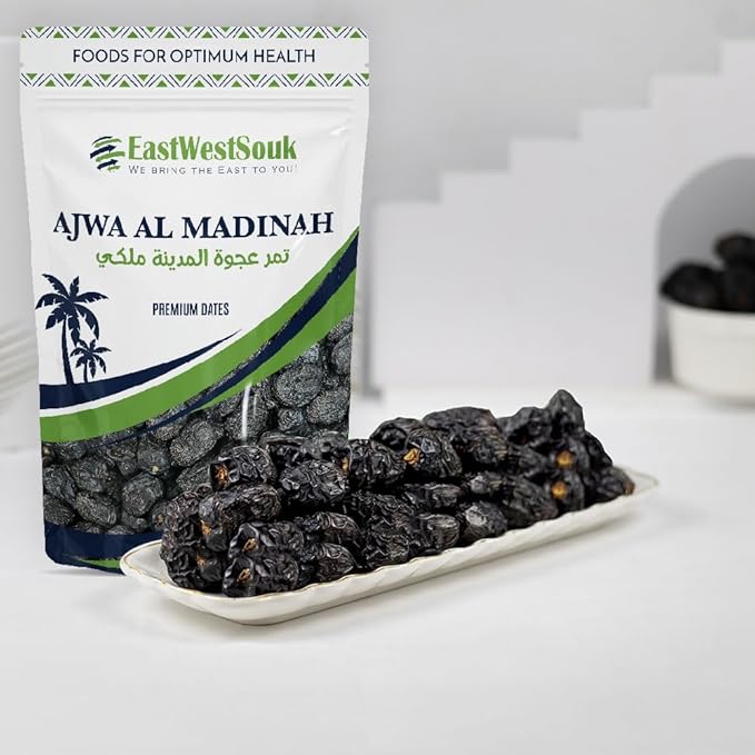 Premium Ajwa Dates - 2.2 lb | Gluten-Free Non-GMO | Authentic Madina Saudi Arabia Dates | Naturally Sweet No Added Sugar | Perfect for Snacking Baking and Cooking