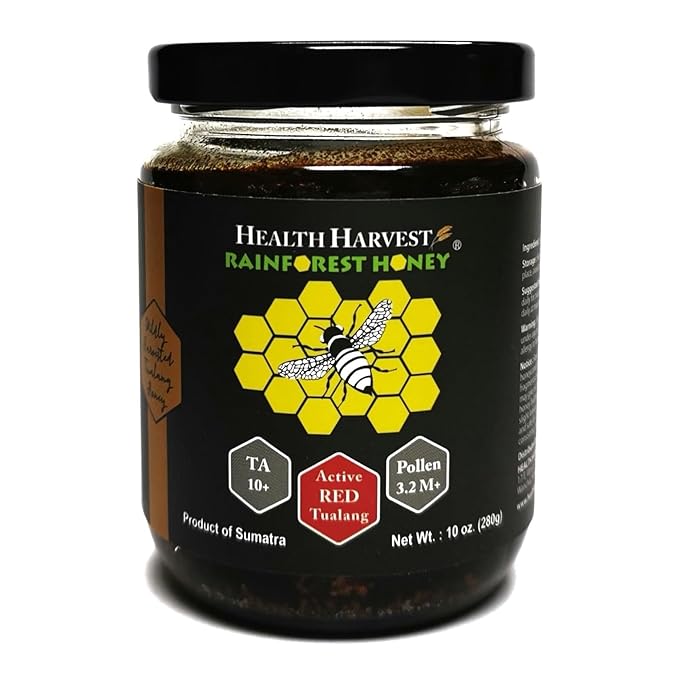 Tualang Red Honey 10oz (TA 10+ Pollen Count 3.2M+ Pollen Variety 100+) Moderate Choice for Health Maintenance Wild-ripening on 250ft Treetop Raw Unpasteurised Unfiltered