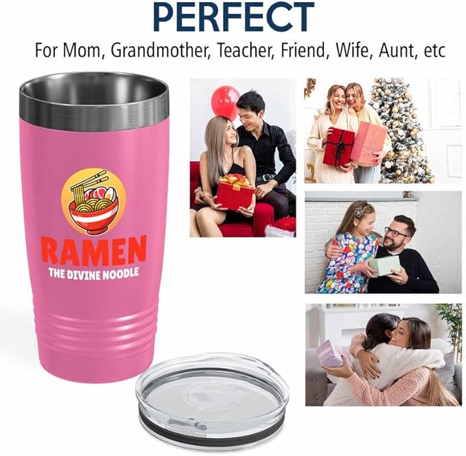 Ramen Lover Pink Edition Viking Tumbler 20oz - The divine noodle - Food Lovers chicken pumpkin vegan pantry spicy noodles