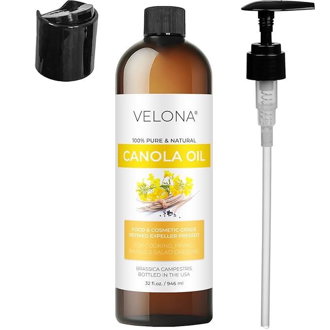 velona Canola Seed Oil 32 fl oz | 100% Pure and Natural Carrier Oil | Refined Expeller pressed | Cooking Dressing Skin Face Body Hair Care | Use Today - Enjoy Results