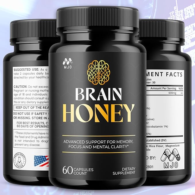 (2 Pack) Brain Honey Capsules Brain Honey Pills with All Natural Ingredients Advanced Overall Health and Wellness Vitamin Supplement Formula for Maximum Strength Multivitamins (120 Capsules)