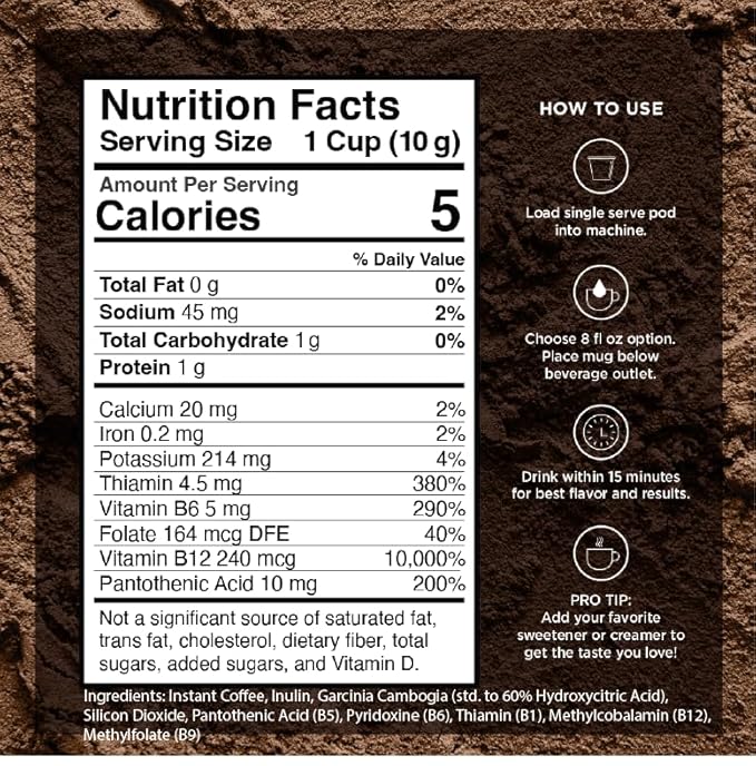 VitaCup Slim Instant Coffee Packets with Garcinia Fiber B Vitamins Skinny Coffee Bold &amp Smooth Medium Dark Roast 100% Arabica Coffee in Single Serve Sticks 48 Ct