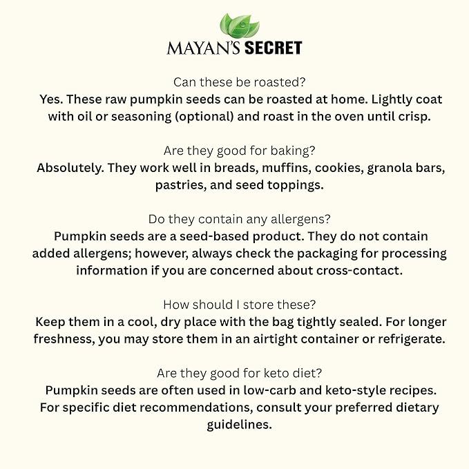 Mayan's Secret - Raw Pumpkin Seeds Organic 2 Lbs - Premium Quality | Fresh | Unsalted (32 Oz (Pack of 2))
