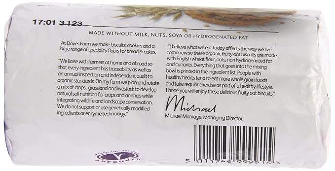 Doves Farm Organic Digestives Fruity Oat 200g - Pack of 6
