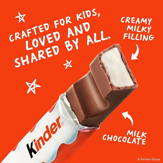 Kinder Chocolate 18 Four Count Packs Milk Chocolate Bar with Creamy Milky Filling Individually Wrapped Candy 1.8 oz Each