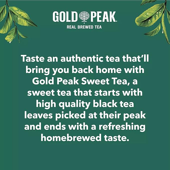 Gourmet Kitchn Gold Peak Naturally Sweet Real Brewed Tea Picked for Peak Taste Made with Cane Sugar -(18.5oz / 18pk per Box) Total 36 Bottles