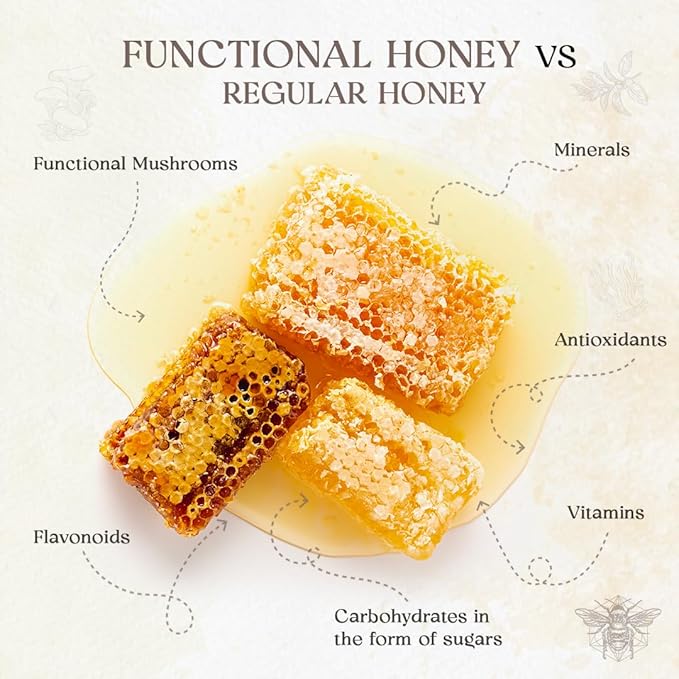 HYVE Functional Pre-workout Honey – Caffeine Free Raw Energy Packets with Organic Cordyceps Mushrooms Volcanic Sea Salt &amp Organic Honey – Energy Boost with Natural Adaptogens Pack of 15 Sachets