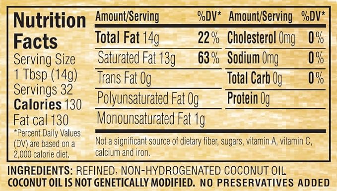 Golden Barrel Refined Coconut Oil - 16oz Jar of USA-Sourced Food-Grade All Natural Coconut Oil for Cooking &amp Baking - Non-Hydrogenated &amp Unscented - Also Used for Skin Care Hair &amp Soap