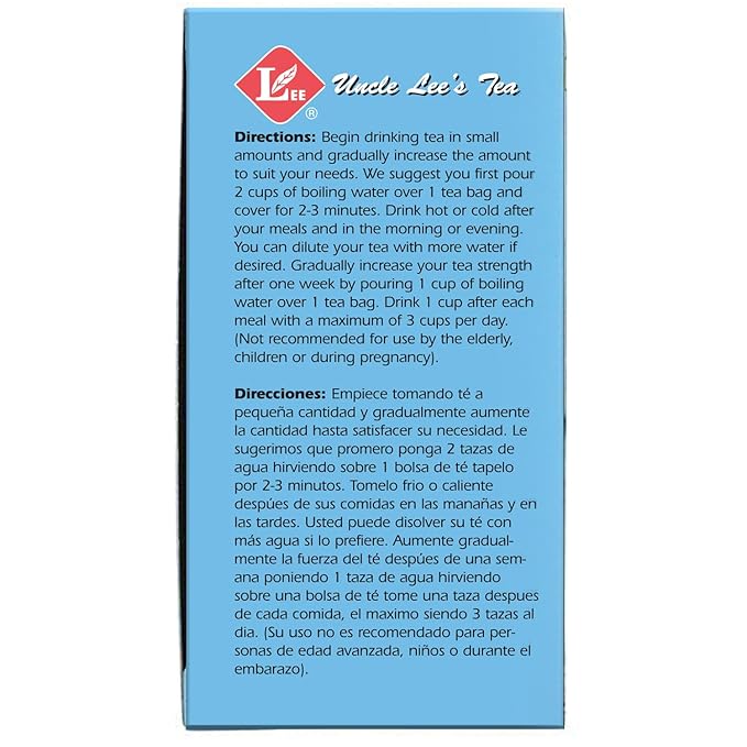 Uncle Lee's Tea Body Slim Tea Dieters Tea Caffeine Free Chinese Herbal Tea with Senna Leaves and Natural Lemon Zest Flavor Tea Bags (6 Pack - 30 Per Box)