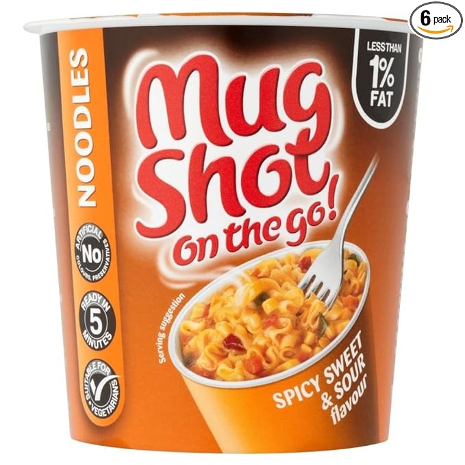 Mug Shot on the Go Spicy Sweet &amp Sour Flavour Noodles (67g) - Pack of 6