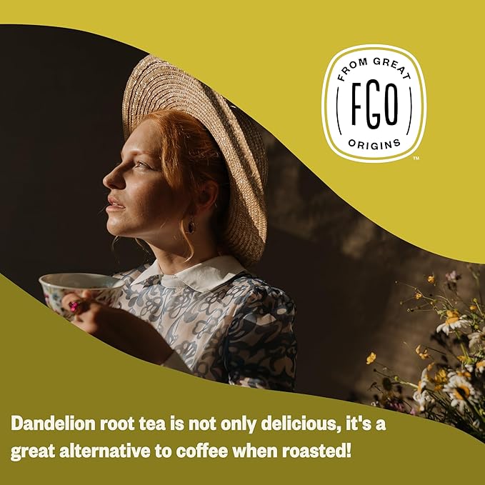 FGO Organic Dandelion Root Loose Tea Cut and Sifted Caffeine Free 16oz Bulk Resealable Bag Packaging May Vary (Pack of 1)
