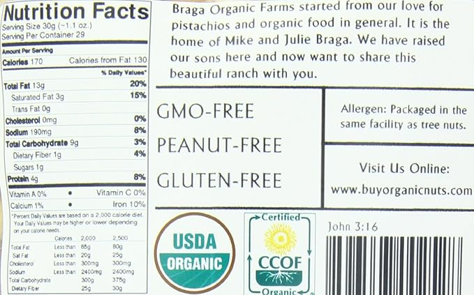 Braga Organic Farms Organic Roasted and Salted Cashews 2 lb. bag