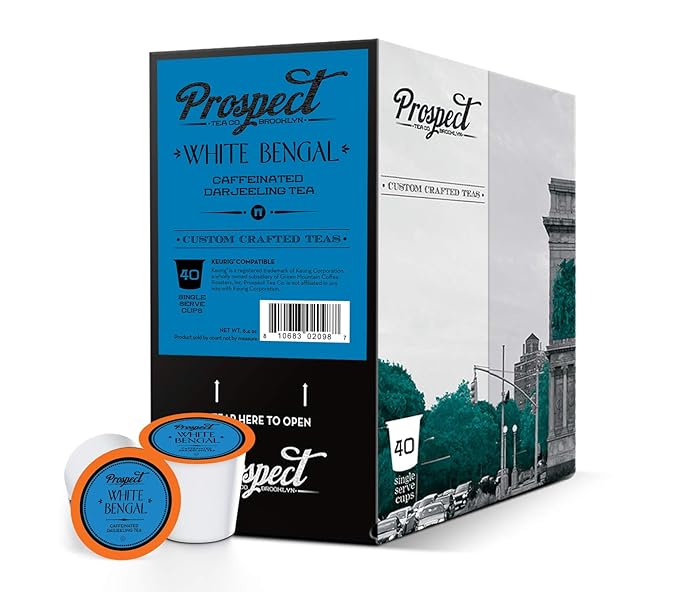 Prospect Tea Co. White Bengal Darjeeling Tea Pods Compatible with K Cup Brewers Including 2.0 40 Count