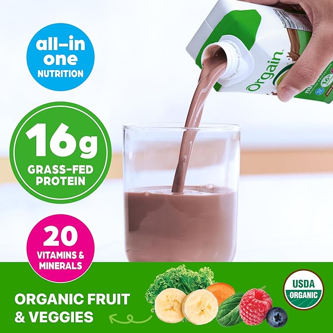 Orgain Organic Nutritional Protein Shake Creamy Chocolate Fudge - 16g Grass Fed Whey Protein Meal Replacement 20 Vitamins &amp Minerals Fruits &amp Vegetables Gluten Free Non-GMO 11 Fl Oz (12
