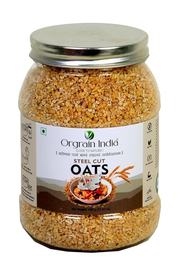Orgrain India Steel Cut Oats 22.92 oz For Weight Loss | Sugar Free Oats | Healthy Breakfast | 100% Wholegrain Healthy Breakfast