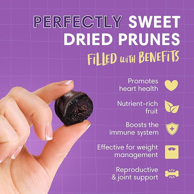 DORREL - Belgian Dark Chocolate Covered Dried Prunes High Energy Vegan Choco Snack Delicious Kosher &amp Non-GMO Pack of 3 Dark Chocolate Fruit Bites 8.8 oz / 250 g Ea