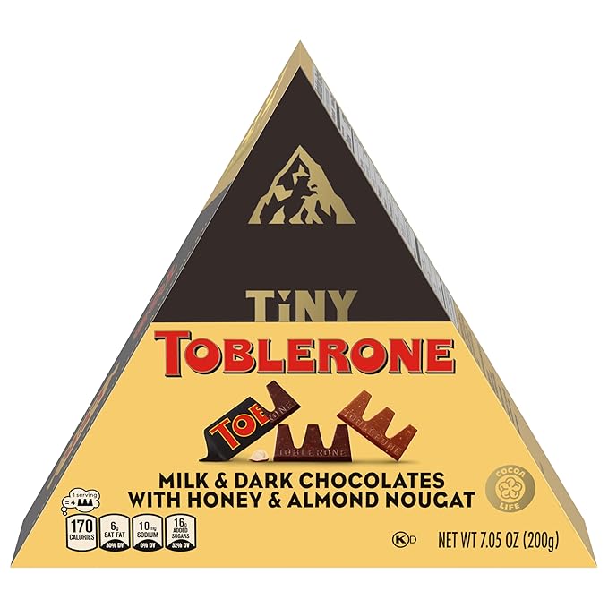 TOBLERONE Tiny Assorted Chocolate Bars Variety Pack (Milk &amp Dark) 1 Gift Box (25 Pieces)