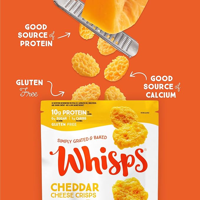 Whisps Cheese Crisps Variety Pack | Protein Chips | Healthy Snacks | Protein Snacks Gluten Free High Protein Low Carb Keto Food | Parmesan Cheddar Cheese Asiago Pepper Jack (2.12 Oz 6 Pack)