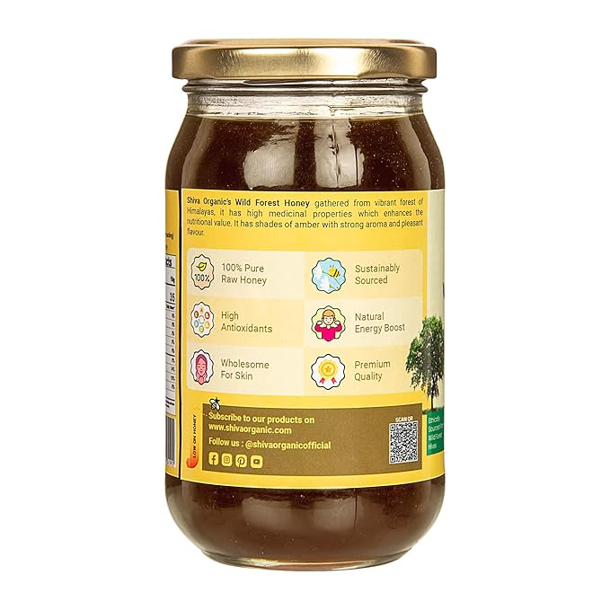 Shiva Organic's Wild Forest Honey - NPOP Organic Certified NMR Tested Natural Honey No Added Sugar Flavorful - 35.27 Ounces (1000g)
