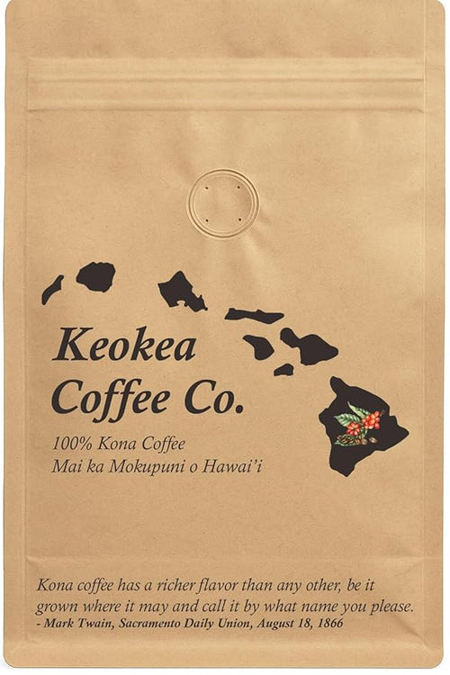 100% Kona Coffee - Ground - Medium Roast - 1 lb (16oz) - Farm Fresh - Grown and Packaged on the Big Island of Hawaii - Keokea Coffee Co.