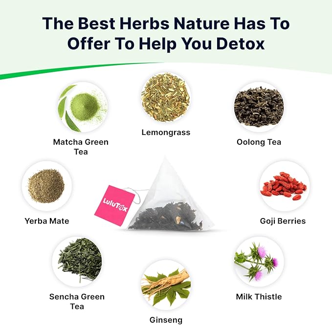 LULUTOX Detox Tea - Herbal Blend with Dandelion Ginseng and Ginger - Supports A Healthy Weight Digestive Health - Vegan All Natural Laxative-Free - Peach Flavor (3 Pack x 28 Servings)