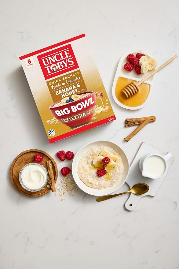 Uncle Tobys Big Bowl Oats Banana &amp Honey 8 Sachets Ready In 2 Minutes