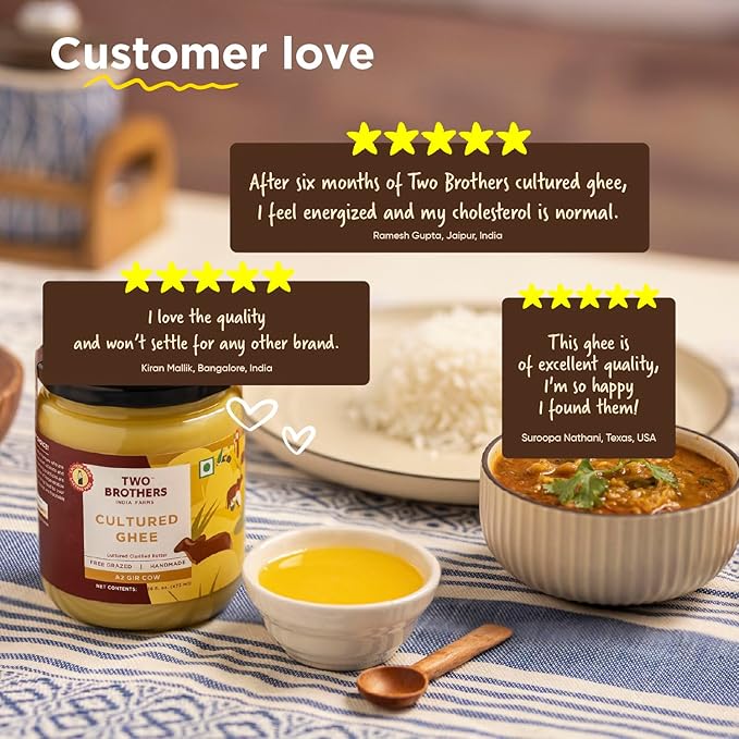A2 Ghee Butter Grass Fed from Gir Cow | Gut Friendly | Healthy Butter Alternative | Non-GMO Lactose-Free Keto Friendly – 16 Oz from Two Brothers India Farms