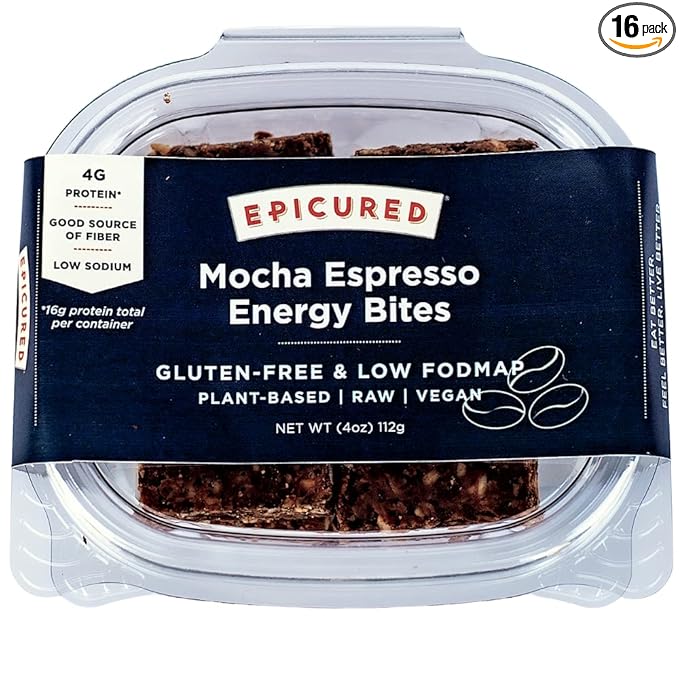 Epicured Protein Energy Bites (8 packs = 16 traditional snack bars) Mocha Espresso