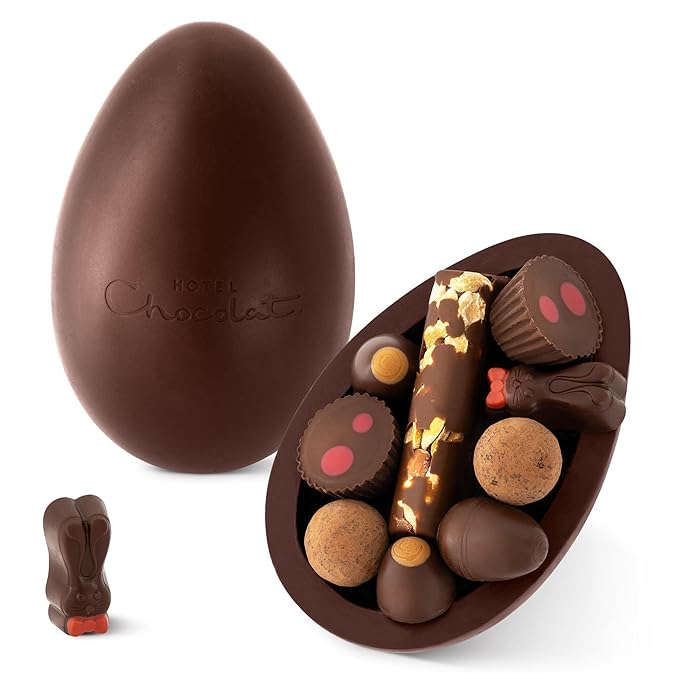Premium Vegan Chocolate Easter Egg 13.8oz – Extra Thick Gourmet Easter Candy Gift – Luxury Chocolate Egg – Hotel Chocolat