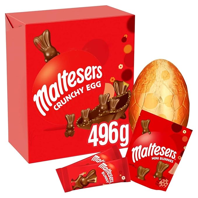 Giant Milk Chocolate Egg with 2 Maltesers Bunnies &amp Bag of Mini Bunnies - 496g