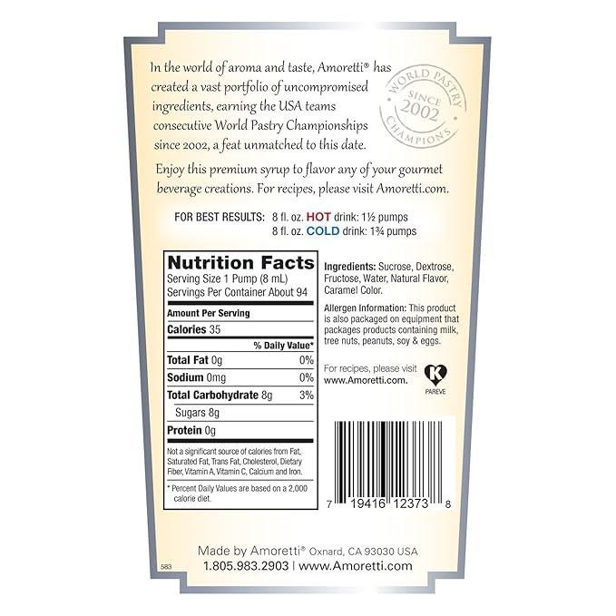 Amoretti Premium Syrup Cola 25.4 Ounce
