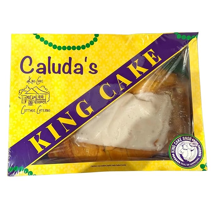 Caluda's King Cake DIY Kit - Pack of 2 - Fresh Un-Iced Brioche Cake with Icing Packets Mardi Gras Colored Sugars Baby Decorating Instructions Serves 10-12 Authentic New Orleans Louisiana Mardi Gr