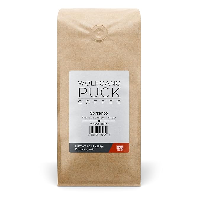 Wolfgang Puck Coffee Sorrento Whole Bean 1 Pound (Pack of 6)